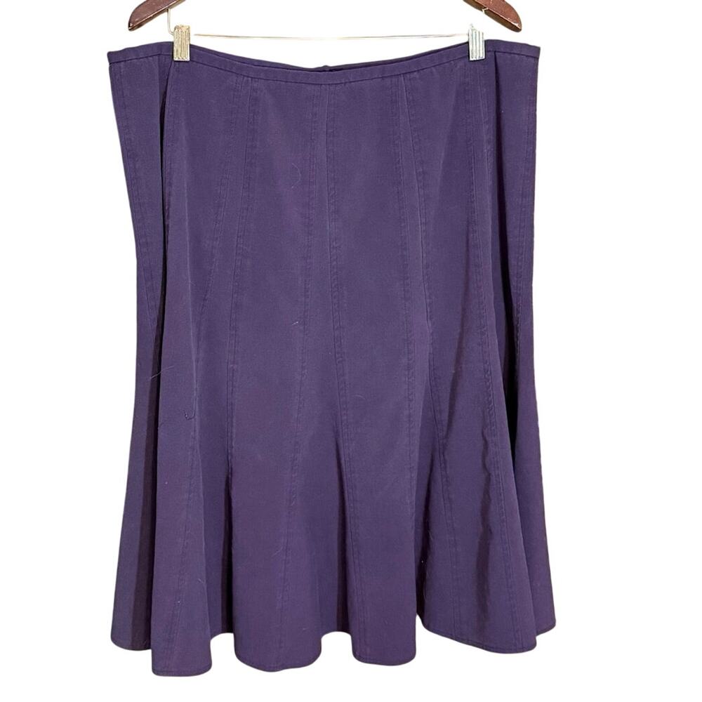 Dressbarn Purple Paneled Flared trumpet Skirt A-Line Midi Size 16 knee length